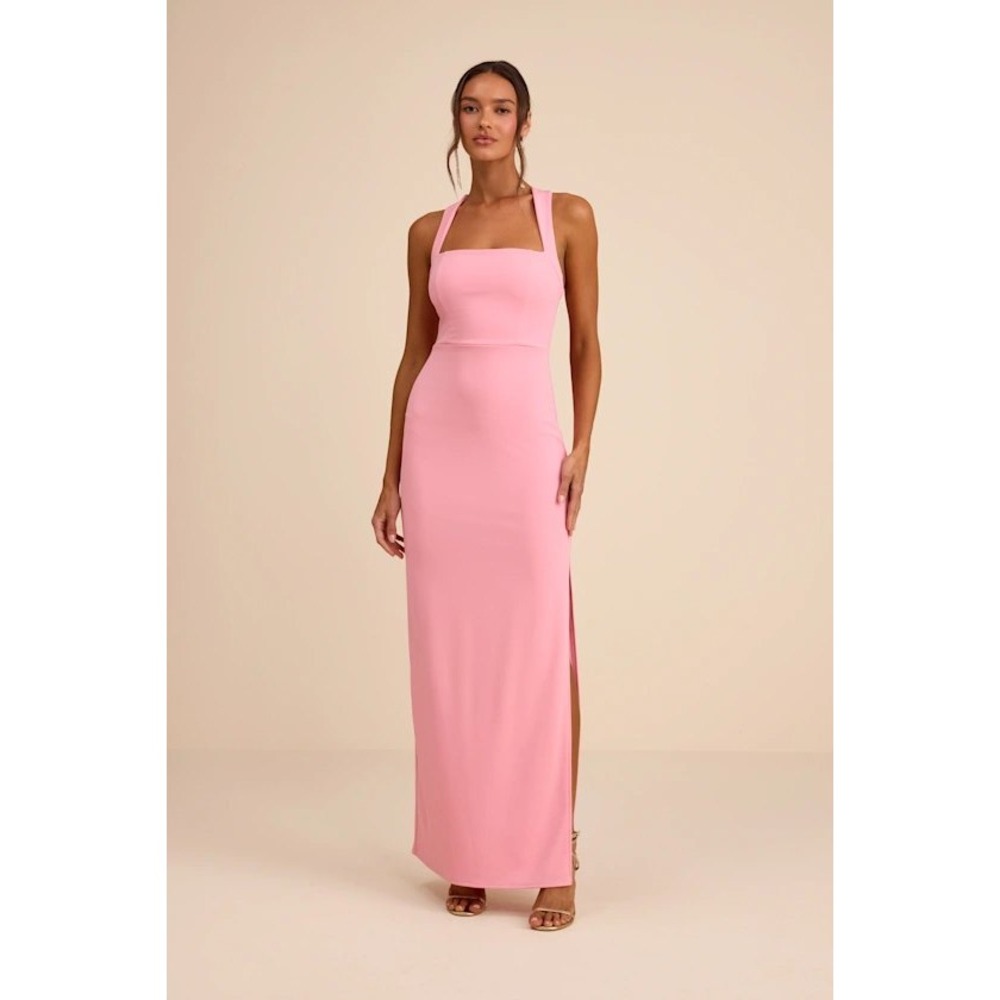 NWT Lulus Glamorous Dedication Sleeveless Column Maxi Dress Pink Small